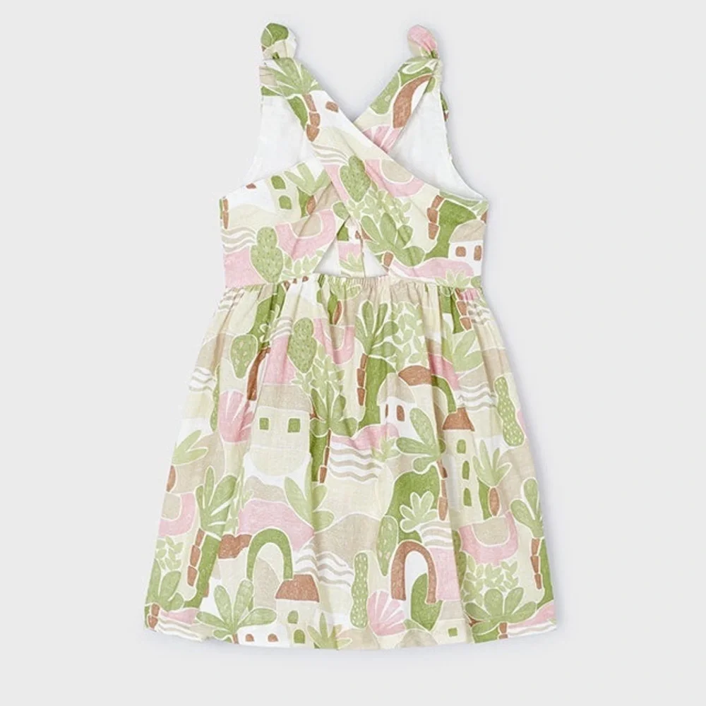Mayoral Resort Pink & Green Tropical Printed Dress